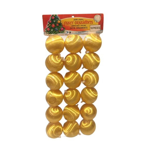 Meri-Craft Essex Franke Company Other - Meri-Craft Fancy Satin Gold Ball Ornaments Set of 18 Unbreakable Pin-Able Made